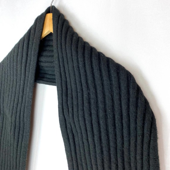 Marc O'Polo Scarf Black Rib Knit 9.5 x 50 - Picture 3 of 7